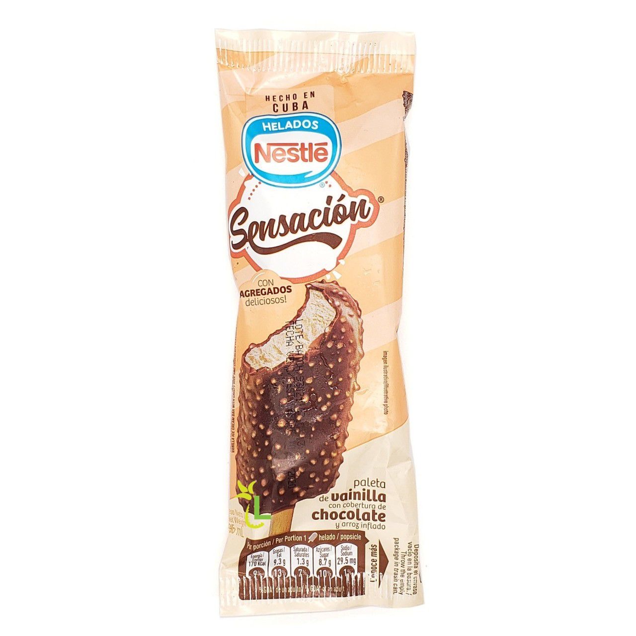 Paleta Sensacion Vainilla cubierta de chocolate